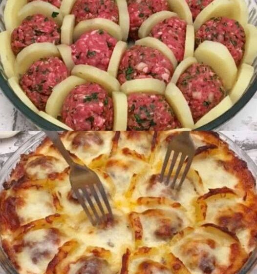 Potatoes with Meatballs And Cheese