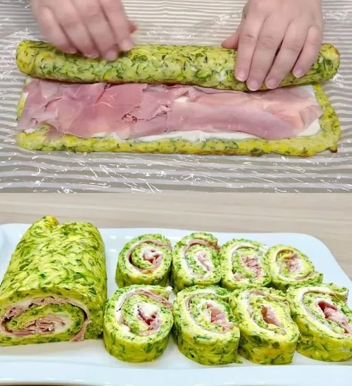 Zucchini Roll Stuffed with Ham and Cheese Recipe