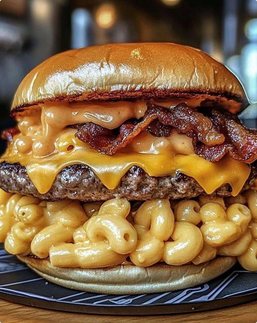 Triple Cheese Bacon Mac Burger