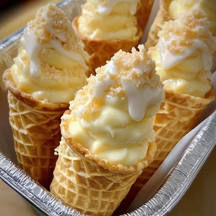 Banana Pudding Cheesecake Cones 