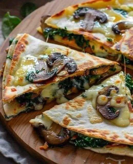 Simple Baked Spinach Mushroom Quesadillas Recipe