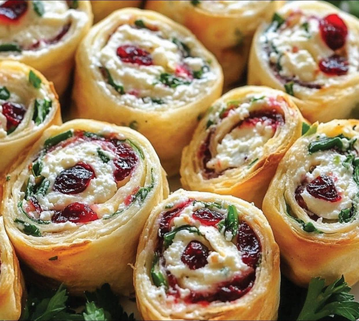 Cranberry Feta Pinwheels with Cream Cheese