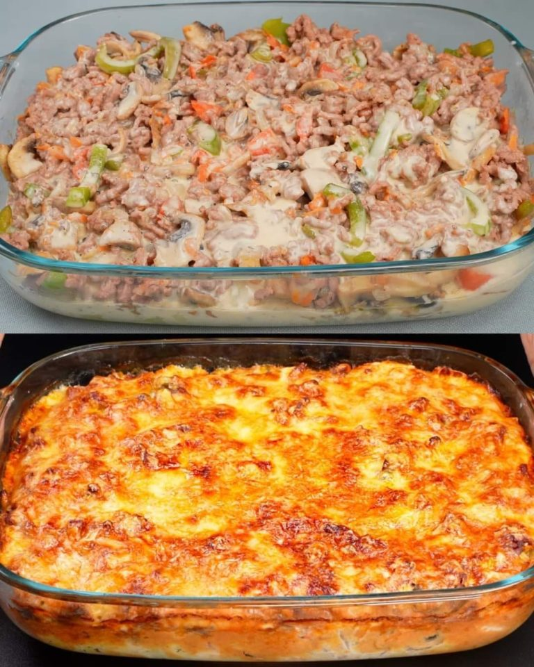 Hearty Ground Beef and Vegetable Casserole with Fresh Salad