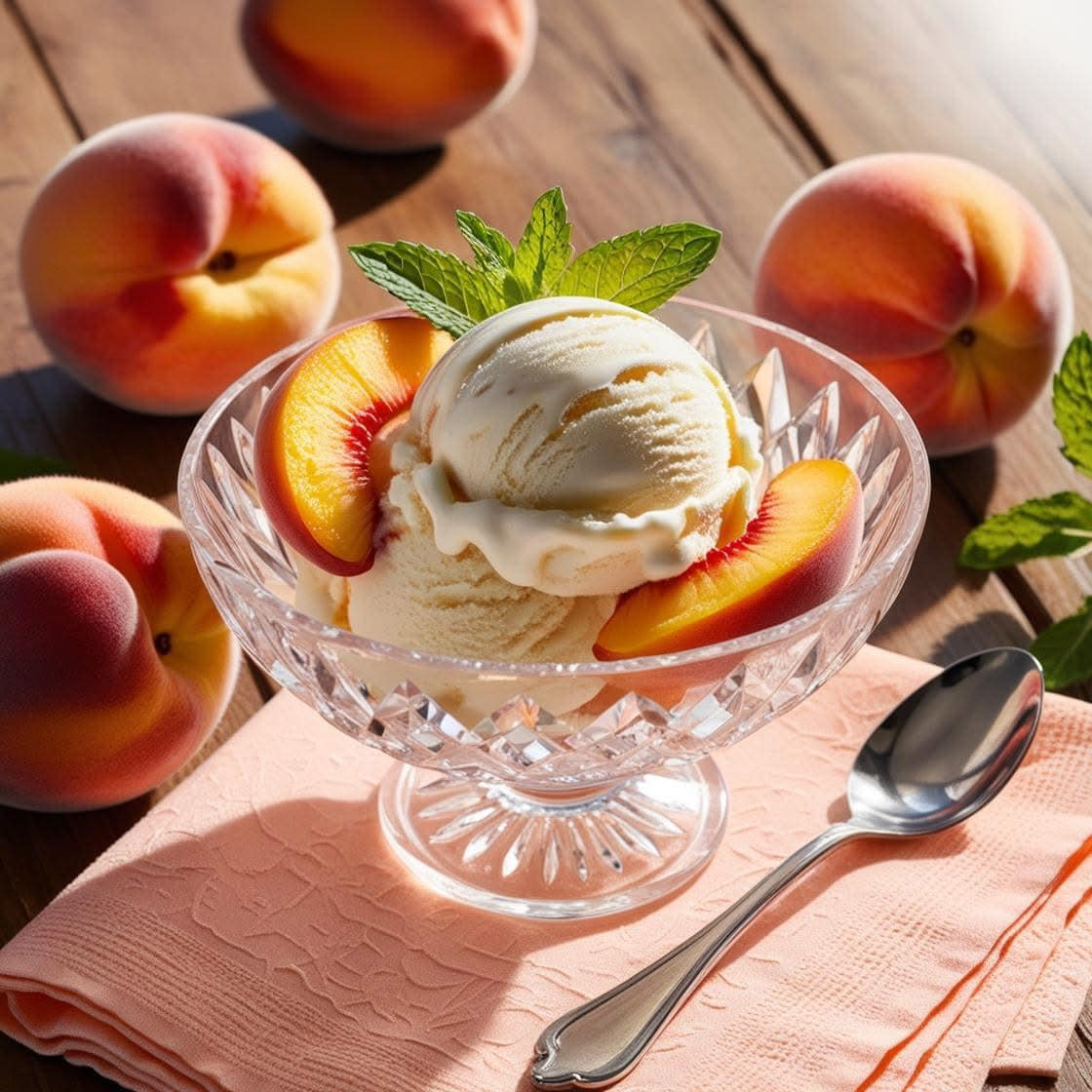 Creamy Homemade Peach Ice Cream 