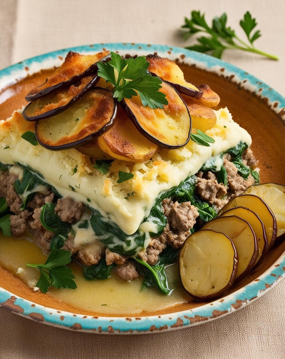 Lamb and Spinach Moussaka 