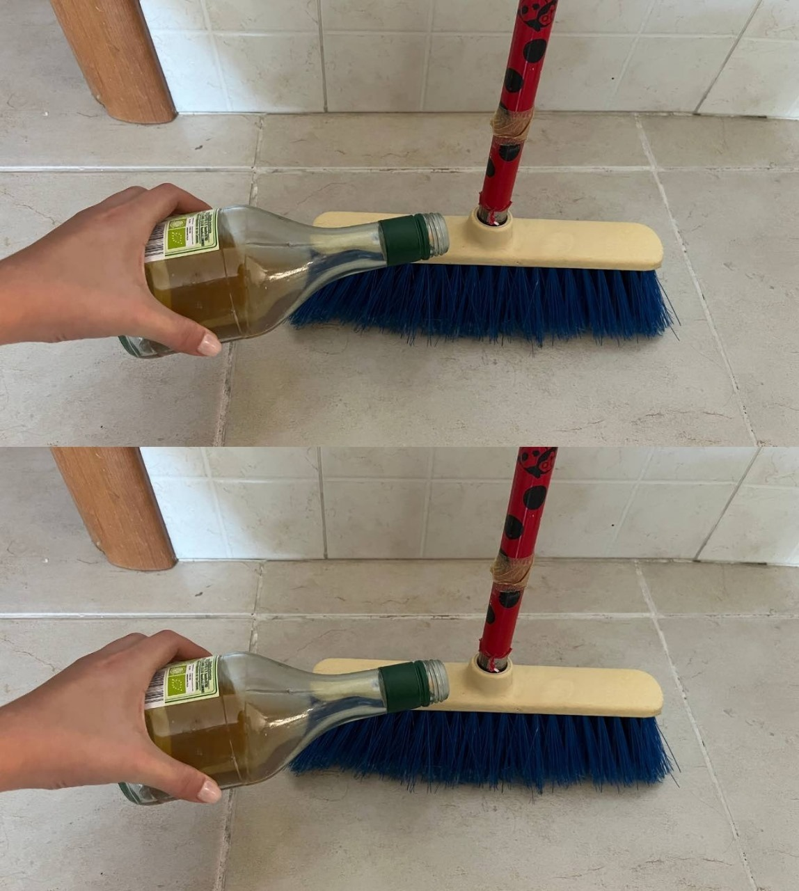 WHITE VINEGAR ON THE BROOM TO CLEAN, THE FLOOR WILL NEVER BE THE SAME AGAIN