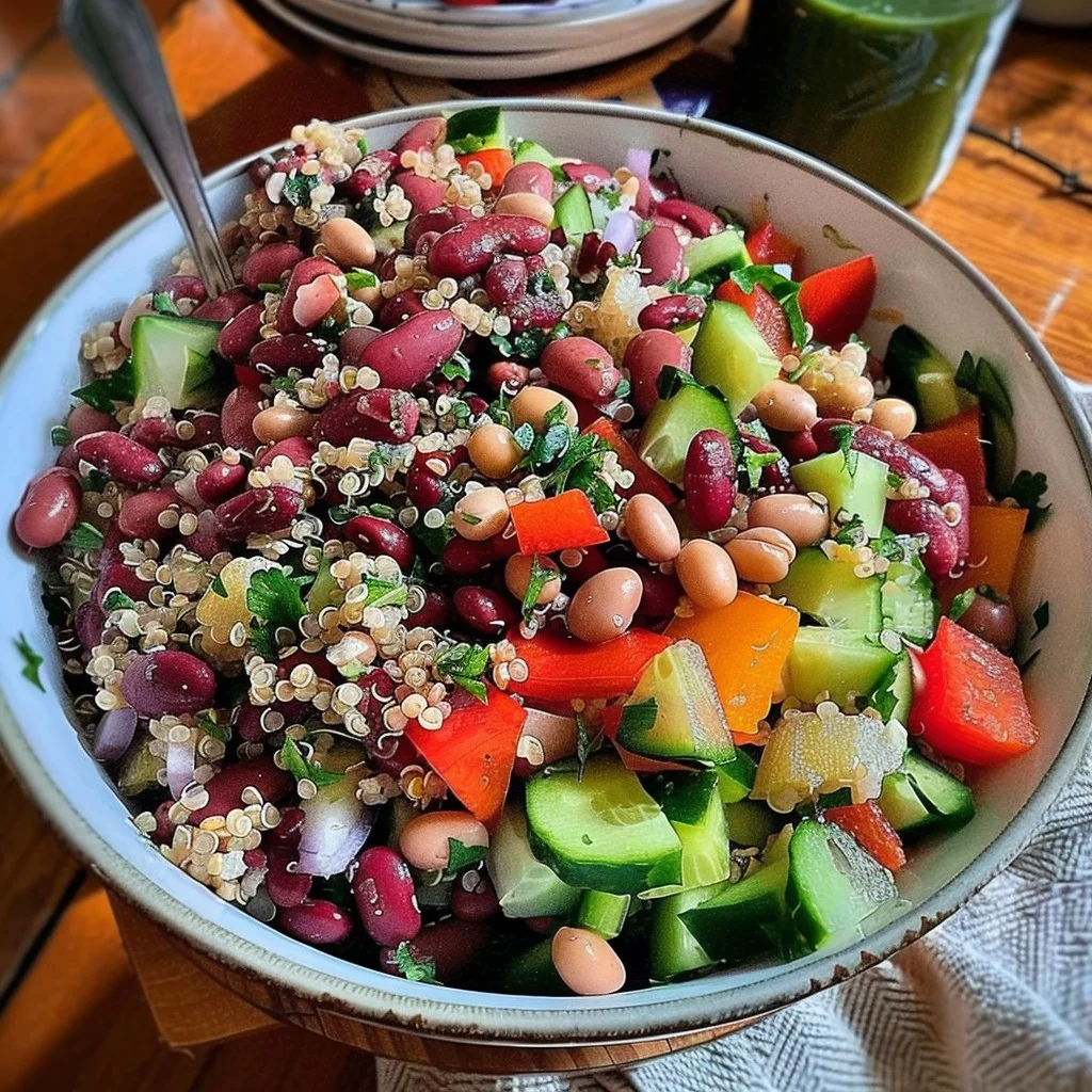 3 Bean Vegan High-Protein Vegetable Quinoa Bowl