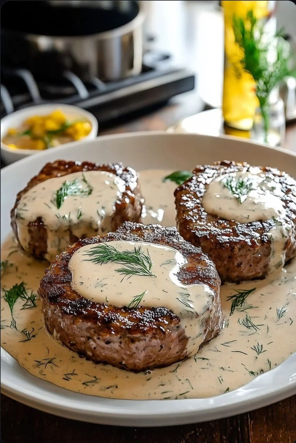 Hamburger Steaks in Creamy Dill Sauce