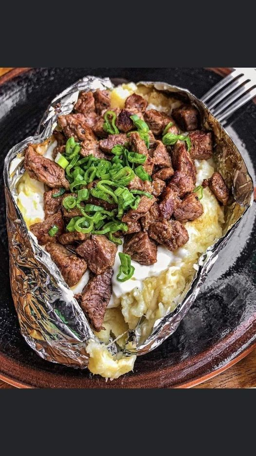 Loaded Baked Potato with Steak Bites