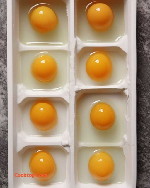 Crack eggs into ice cube tray & put in freezer. Here’s why