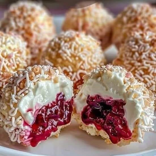 Berry Cream Filled Pastry Balls