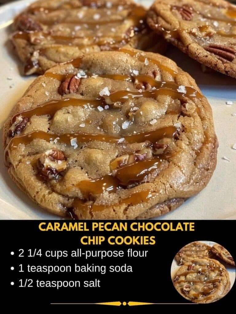 Salted Caramel Pecan Chocolate Chip Cookies